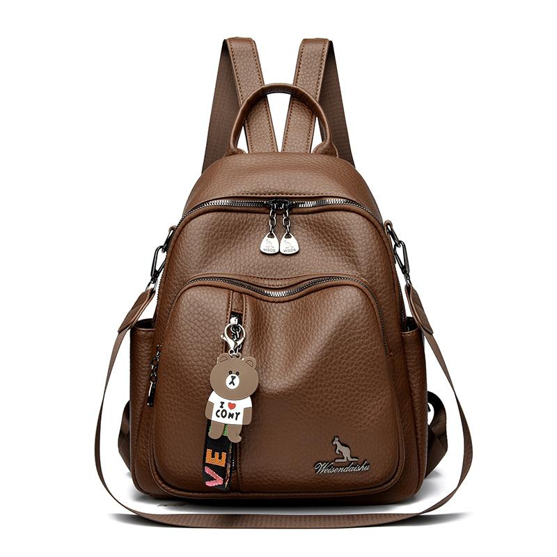 Women's Backpack High Quality Soft Leather Travel Bagpack Casual Ladies Multi-functial Shoulder Bag School Bags For Girls Sac
