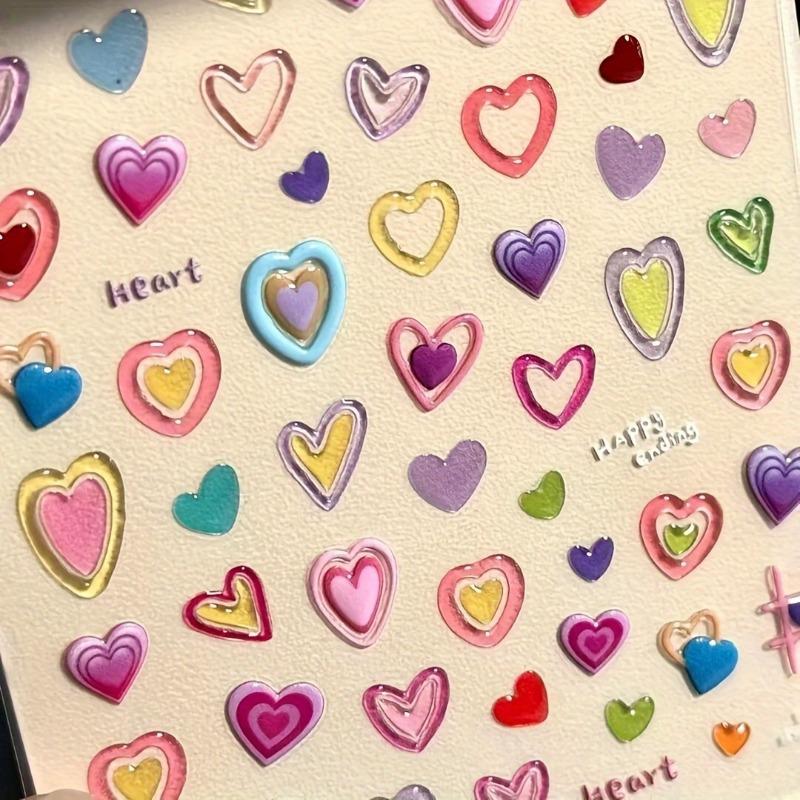 Błyszczące naklejki 5D na paznokcie w kształcie serca samoprzylepne, do dekoracji DIY manicure i pedicure