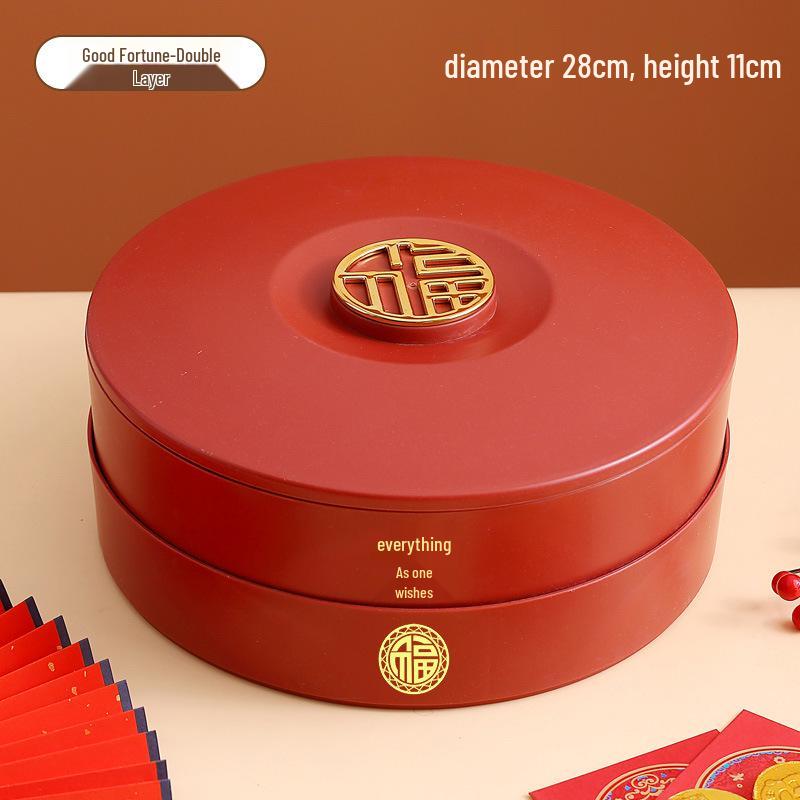 2025 New Year Chinese Style Snack Plate: Multi-layer Fruit, Candy & Nut Display for Coffee Table & Living Room.
