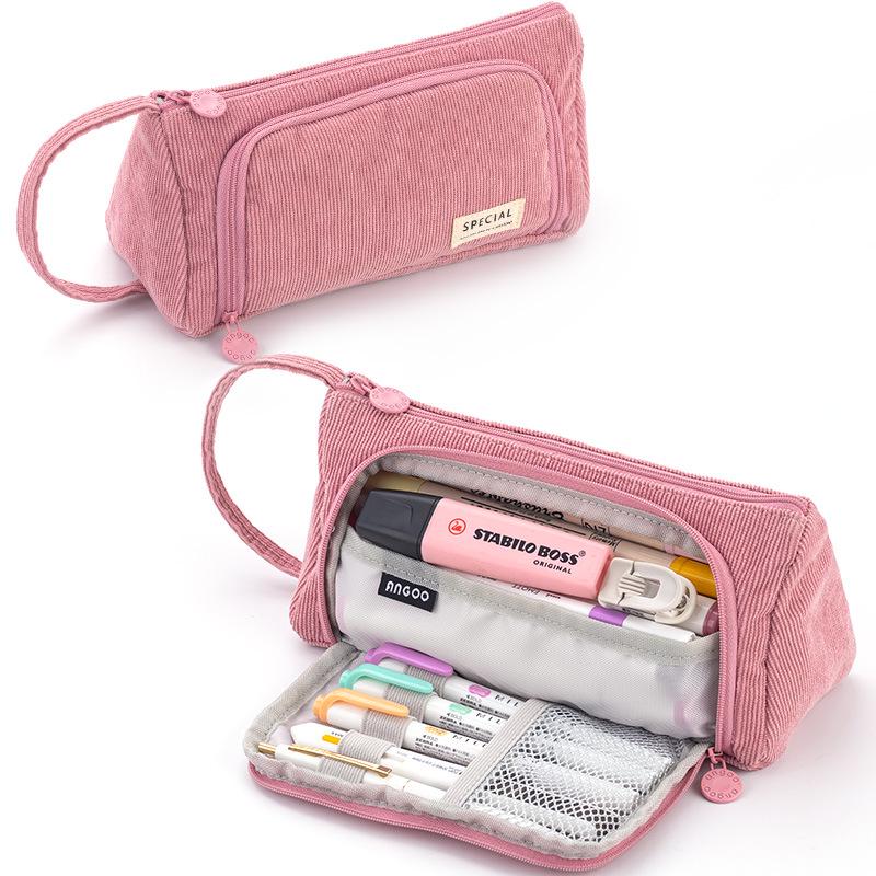 Large Korean-Style Canvas Pencil Case: Cute, Multifunctional, and Fresh Design for Students