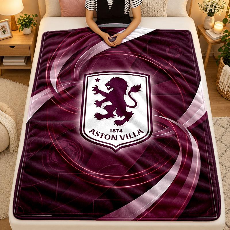 Flannel BlanketAston Villa Football Warm Soft Throw Blanket for Indoor Sofa Bed Living Room Use