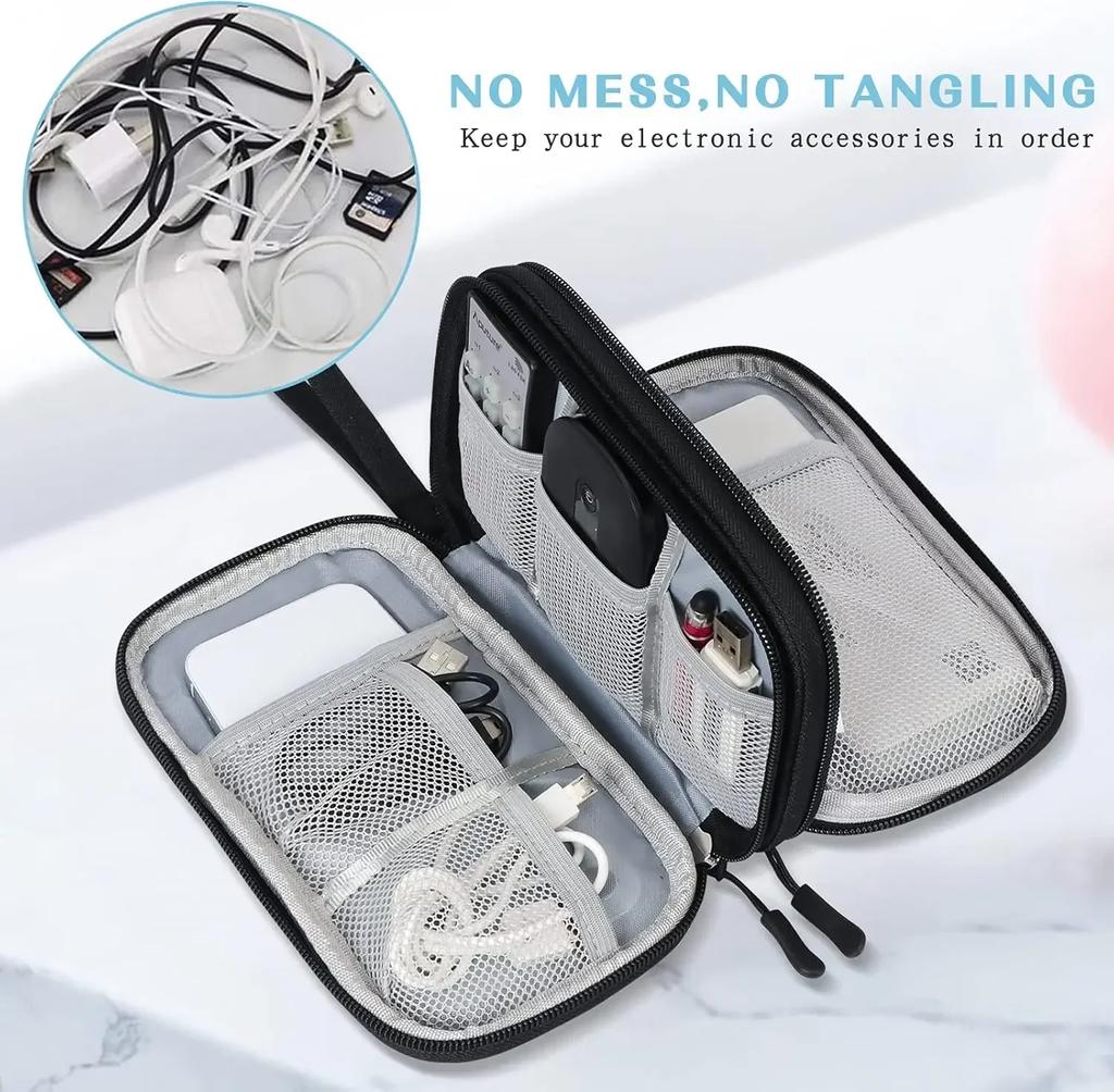 Data Cable Storage Bag Waterproof Portable Carry Case Layers Storage Bag Travel Organizer Bag for Cable Cord USB Charger