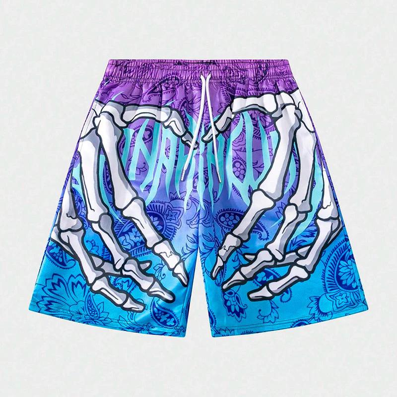 Skeleton Hand Muay Thai Kickboxing Boxing Training Print Shorts Martial Art Boxer Unisex Men Women Kid Pants Fighting Fitness Gym Sport Workout