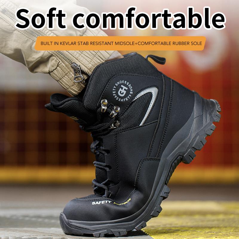 Mens Safety Shoes With Steel Toe Waterproof Boots Puncture Proof Anti-smash Mens Outdoor Work Sneakers Protective Work Boots