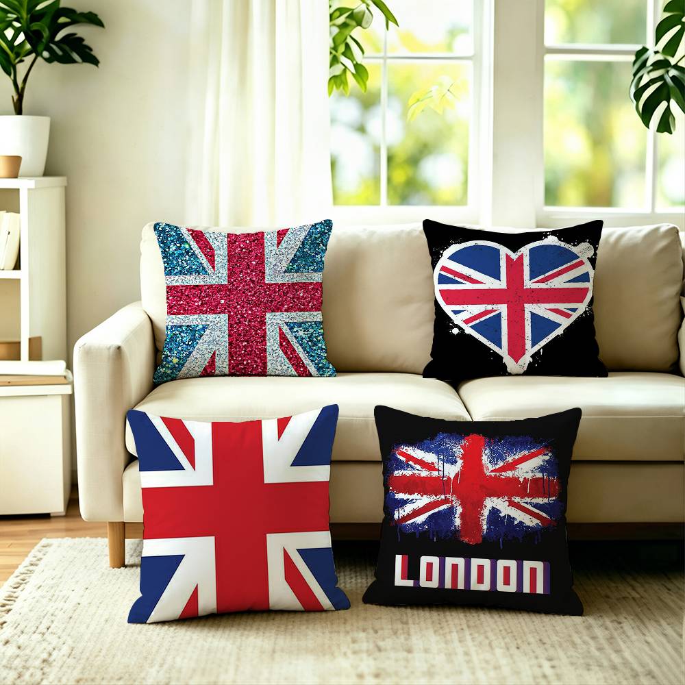 Britische Künstlerische Flagge Quadrat Doppelseitig bedruckte Kissenhülle Schlafzimmer Nachttischkissen Sofakissenbezug