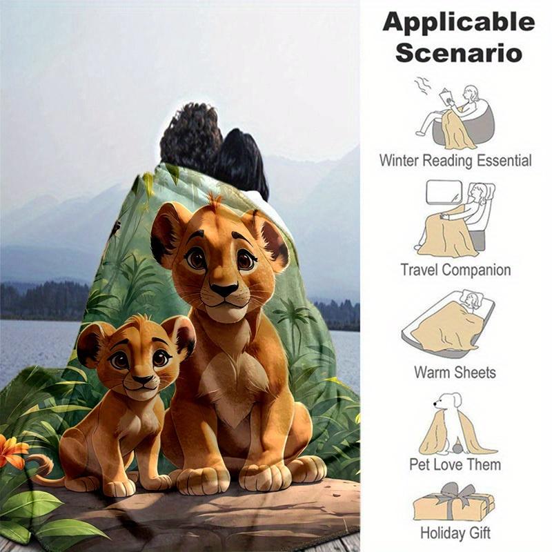 1pc, Soft and Cozy Lion Cubs Blanket - Perfect for All Seasons, Home Decor, Soft Flannel Throw Blanket - Versatile & Cozy for Bedroom, Livin