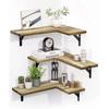Latest Models Corner Shelves Wall Mounted Set of 3 Wood Wall Shelves for Bedroom /Bathroom/Living Room/Kitchen/Laundry Room