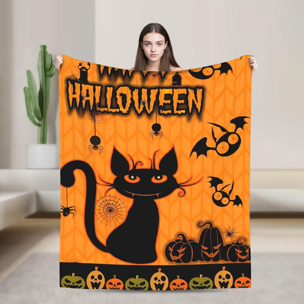 Halloween Theme Pattern  Flannel Blanket Spring  Super Soft Throw Blanket Home Decor Comfortable Bedspread Sofa Bed Cover
