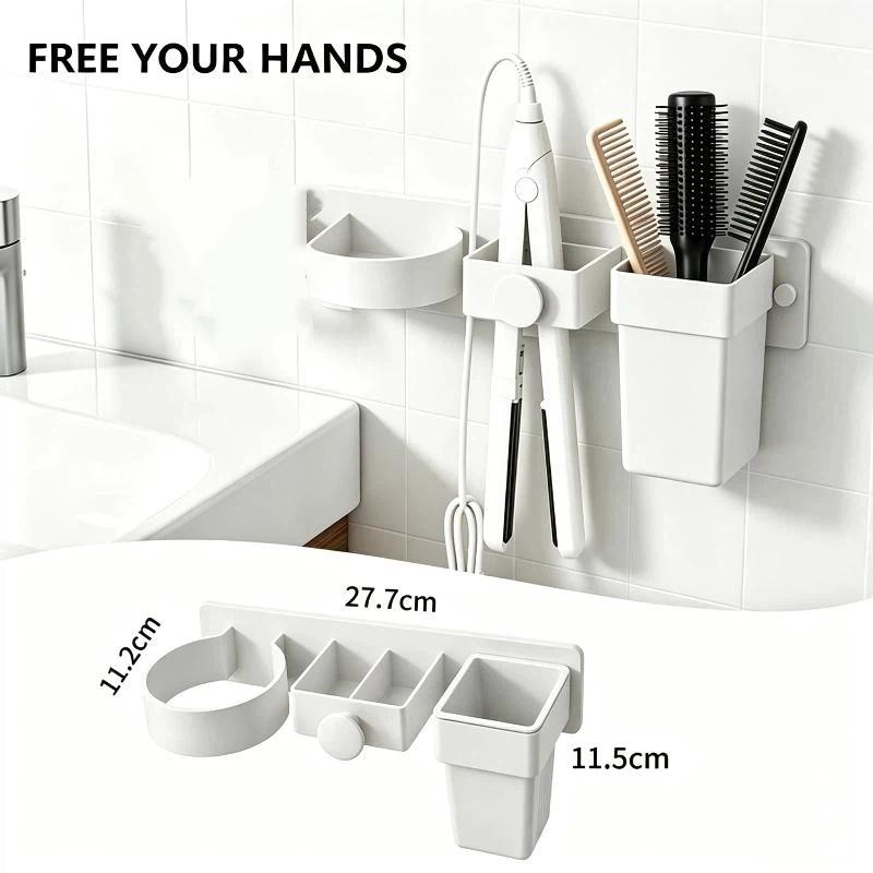 Hair Dryer Holder Wall Mount Hair Straightener Curling Plastic Storage Rack Multifunctional Tools Organizer Bathroom