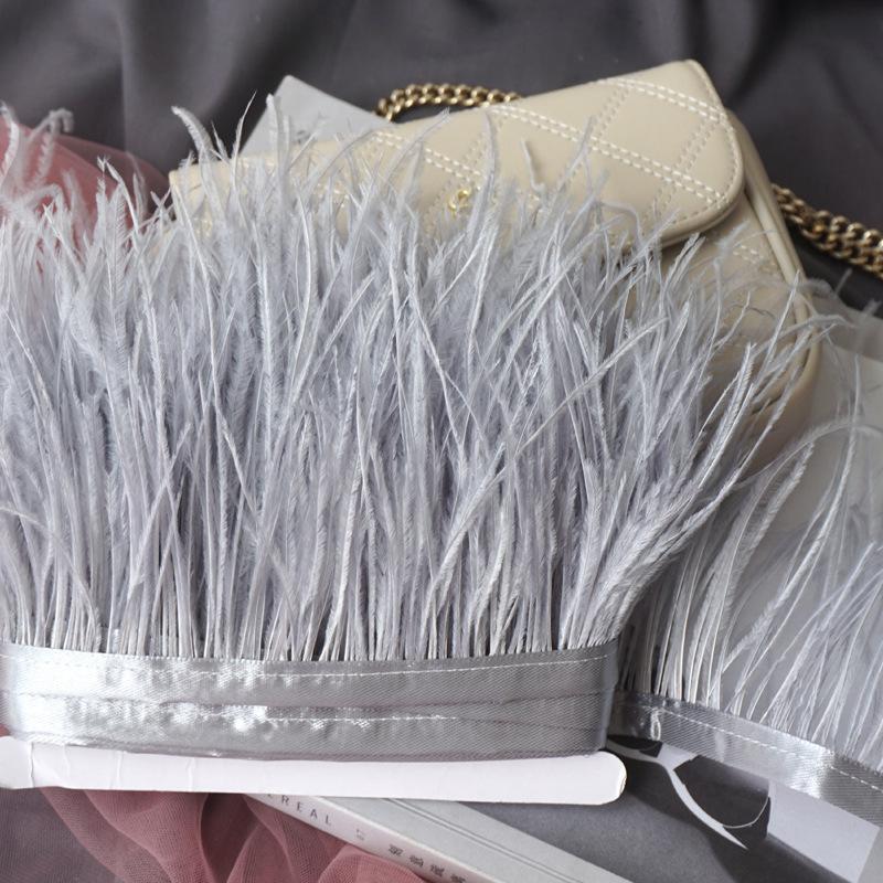

Encrypted Feather Cloth Strip 10-13Cm Ostrich Hair Cloth Edge Dress Latin Dance Skirt Cloth Band Hat Decorative Material светло-серый