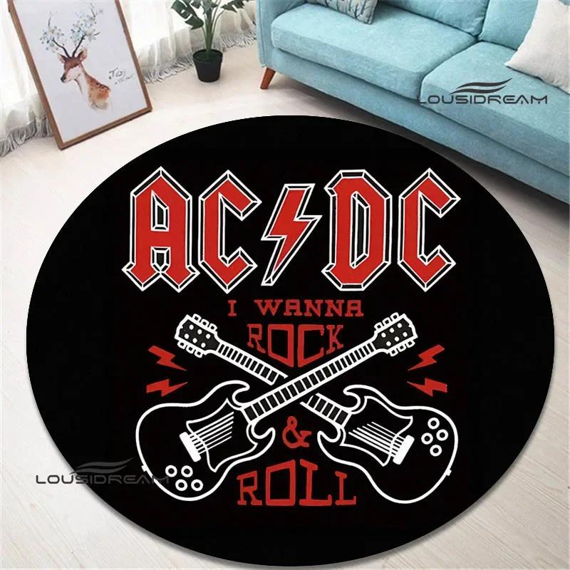 3D Rock Band AC/DC Retro Printed Round Carpet Bedroom Beautiful Carpet Non -slip Door Pad Floor Mats Area Rug Birthday Gift