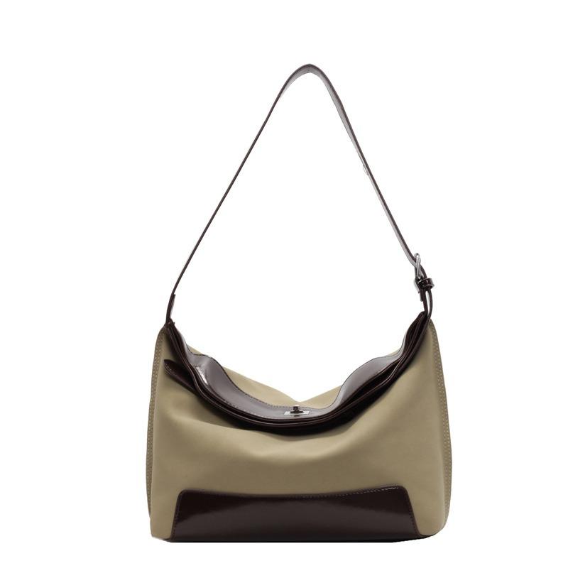 Today's popular contrasting color canvas small bag women's new fashionable versatile messenger bag one shoulder underarm dumpling bag