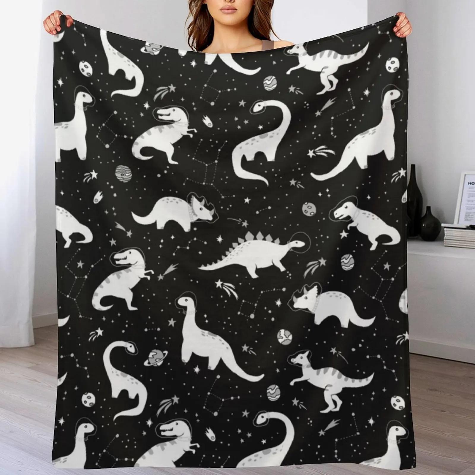 Space Dinosaurs Throw Blanket Warm Accent Blanket for Living Room Decoration 102x76cm(40x30in)