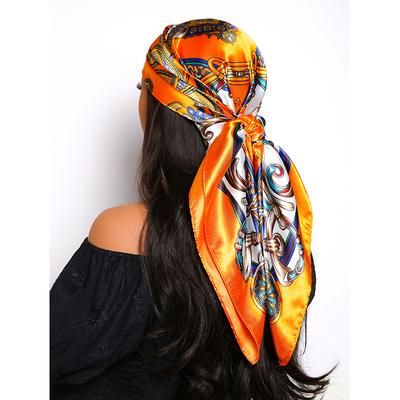 Druck Kopftuch Schal Damen Mode 90*90cm Seidensatin Hijab Bandana Halstuch Sonnenschutz Schal Wickeltuch Kopftuch