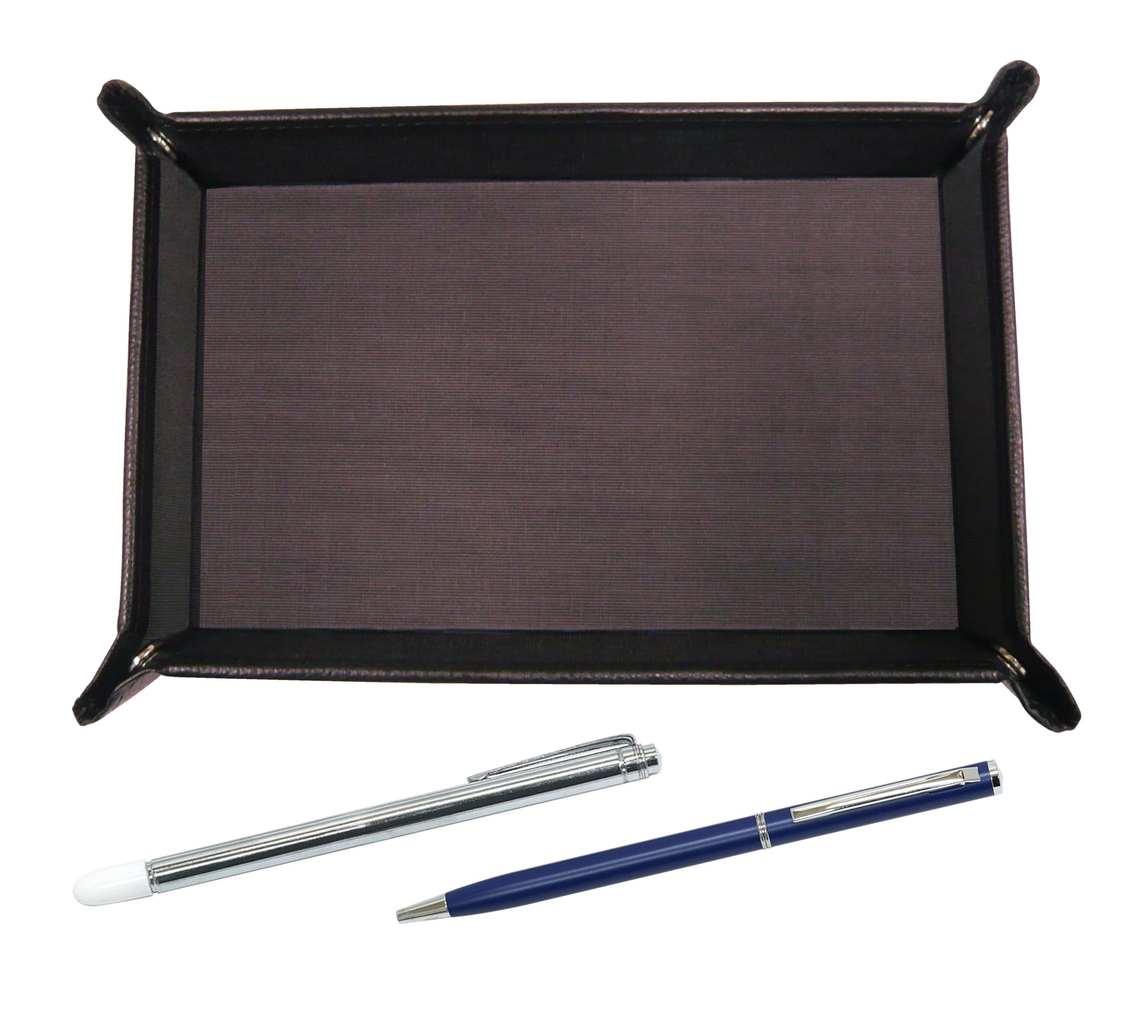 

тисненый под шоколад поднос для ручек из коровьей кожи с металлической указкой и тонкой вращающейся шариковой ручкой синего цвета, набор японского производства, TRATYO-701S-PD04-L