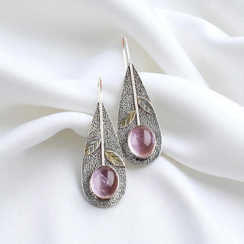 Natural Ametrine Gemstone 925 Sterling Silver Jewelry Handmade Earrings 2.00" EE-72-23