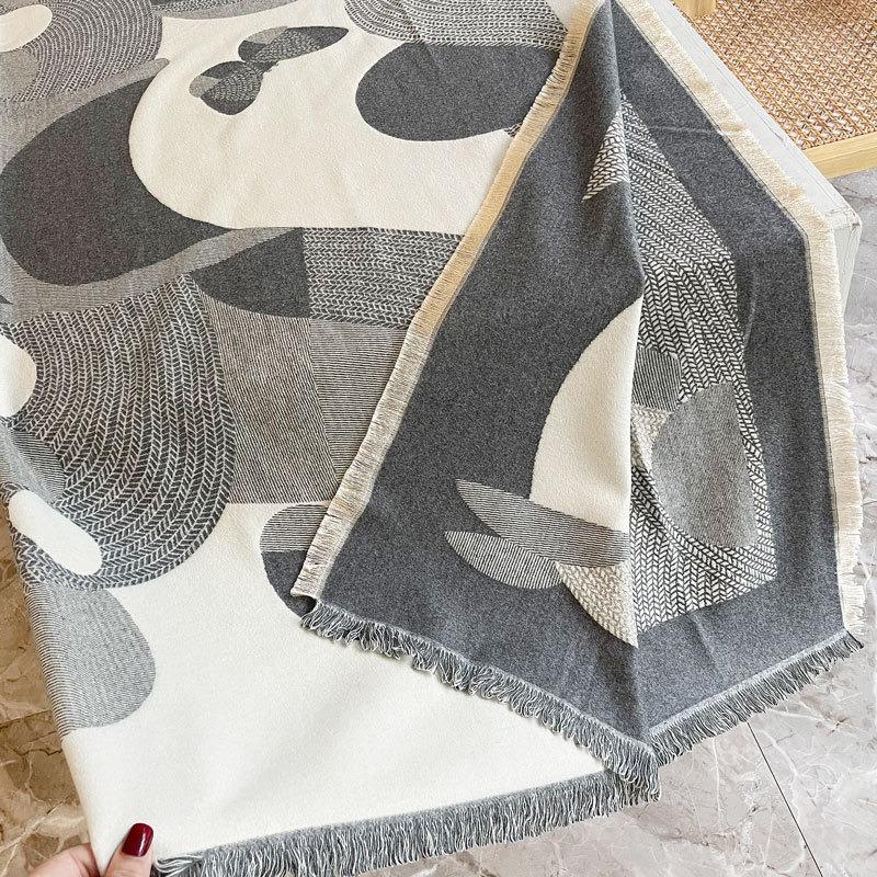 Autumn and winter new double-sided jacquard large square scarf women's versatile imitation cashmere large shawl windproof thickened warm scarf