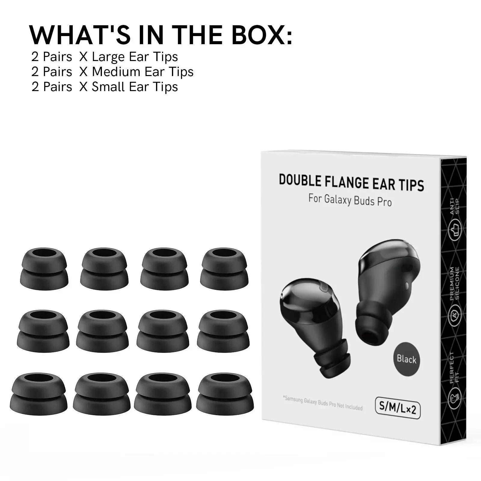 

12Pcs Silicone Ear Tips for Samsung Galaxy Buds Pro Eartips Buds 2 TWS Wireless Noise Reduction Tips Anti-drop Double Flange чёрный