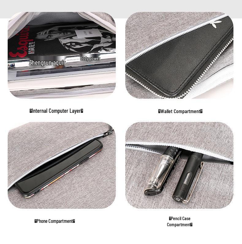 15.6" Lightweight Anti-Drop Laptop Bag with Multi-Zipper Pockets and Thickened Printed Logo