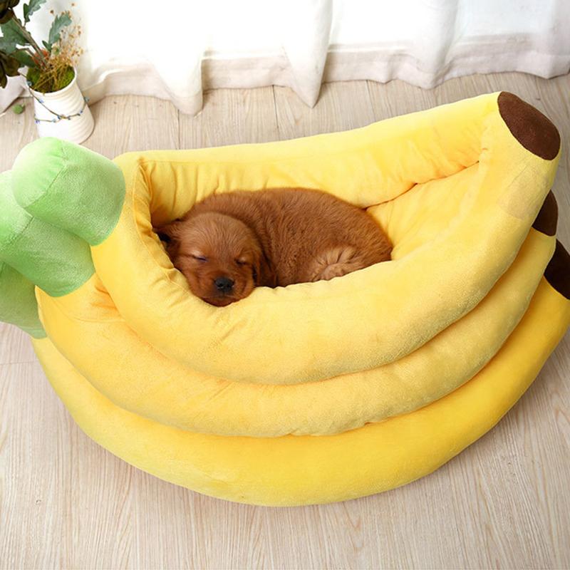 Creative Dog Bed Yellow Banana Soft Detachable and Washable Cute Cats Beds Sofa for Small Dogs Warm Nest Pet Supplies
