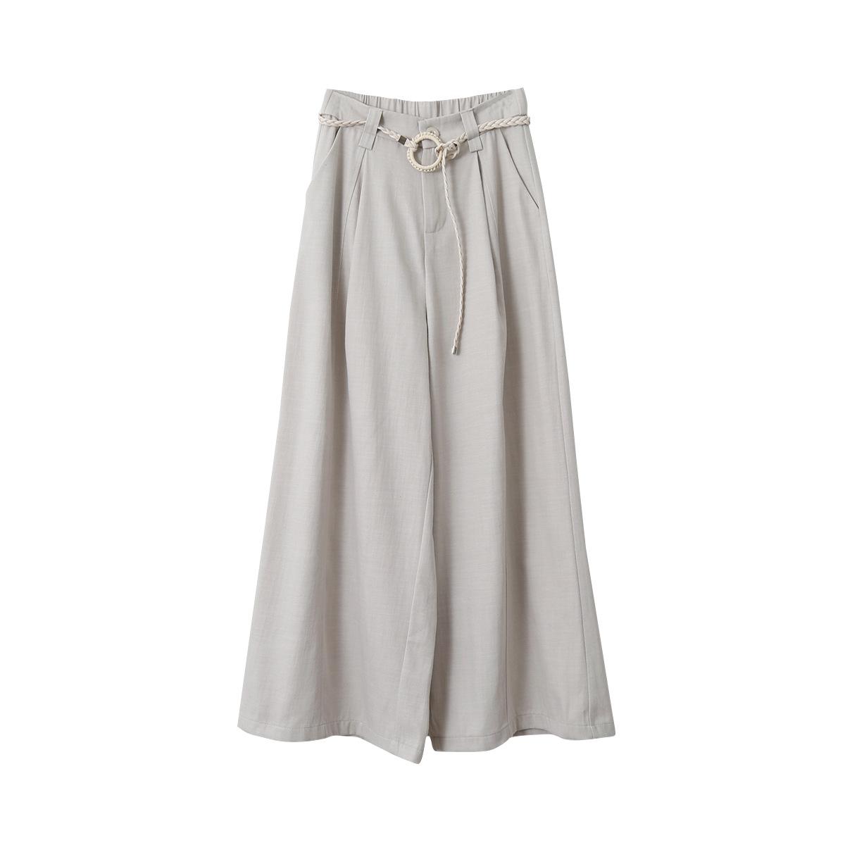 Textured Elastic High-Waisted Wide-Leg Draping Pants for Women Large