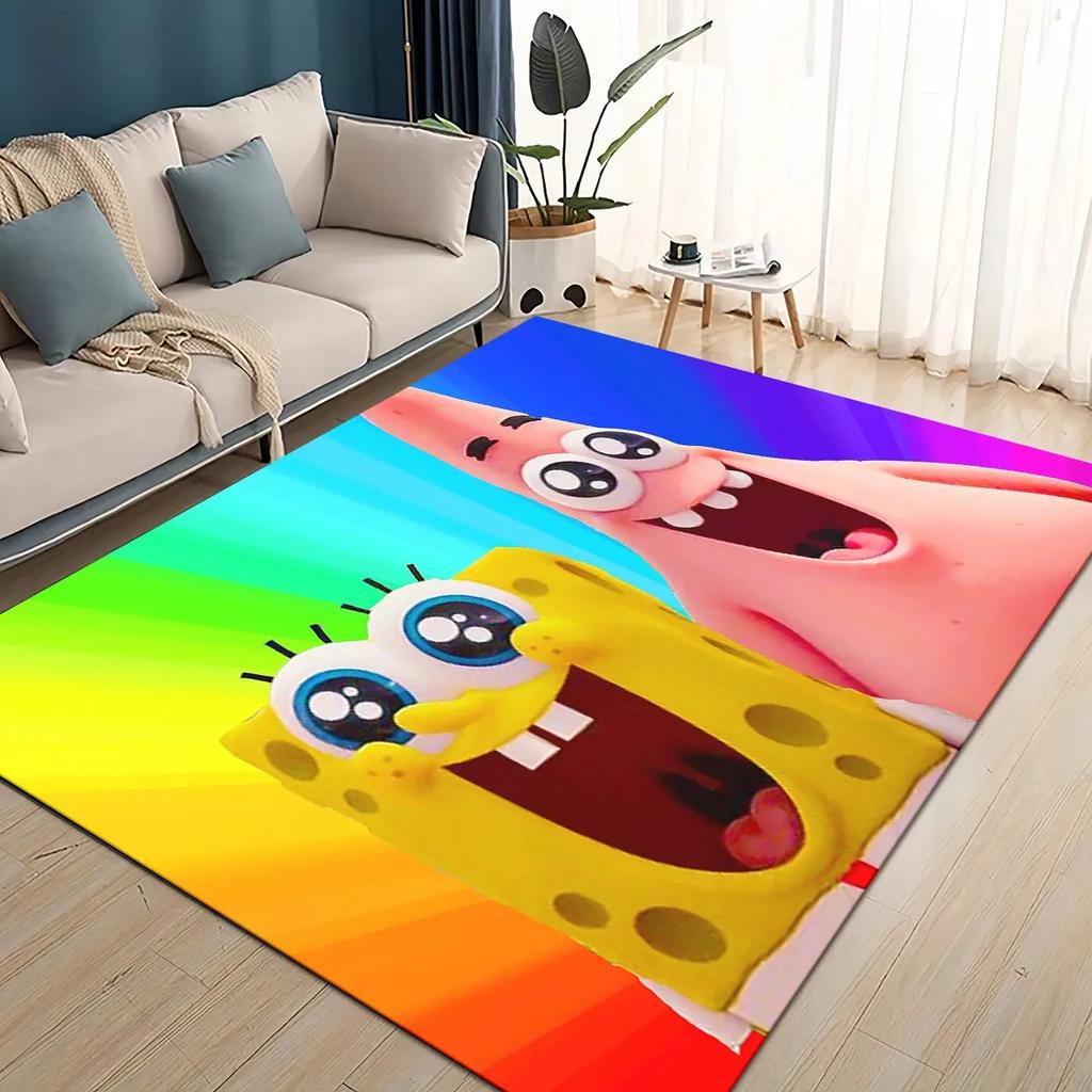 3D Cartoon S-SpongeBob Funny Area Rug,Carpet Rug for Living Room Bedroom Sofa Doormat Decoration,kids Non-slip Floor Mat