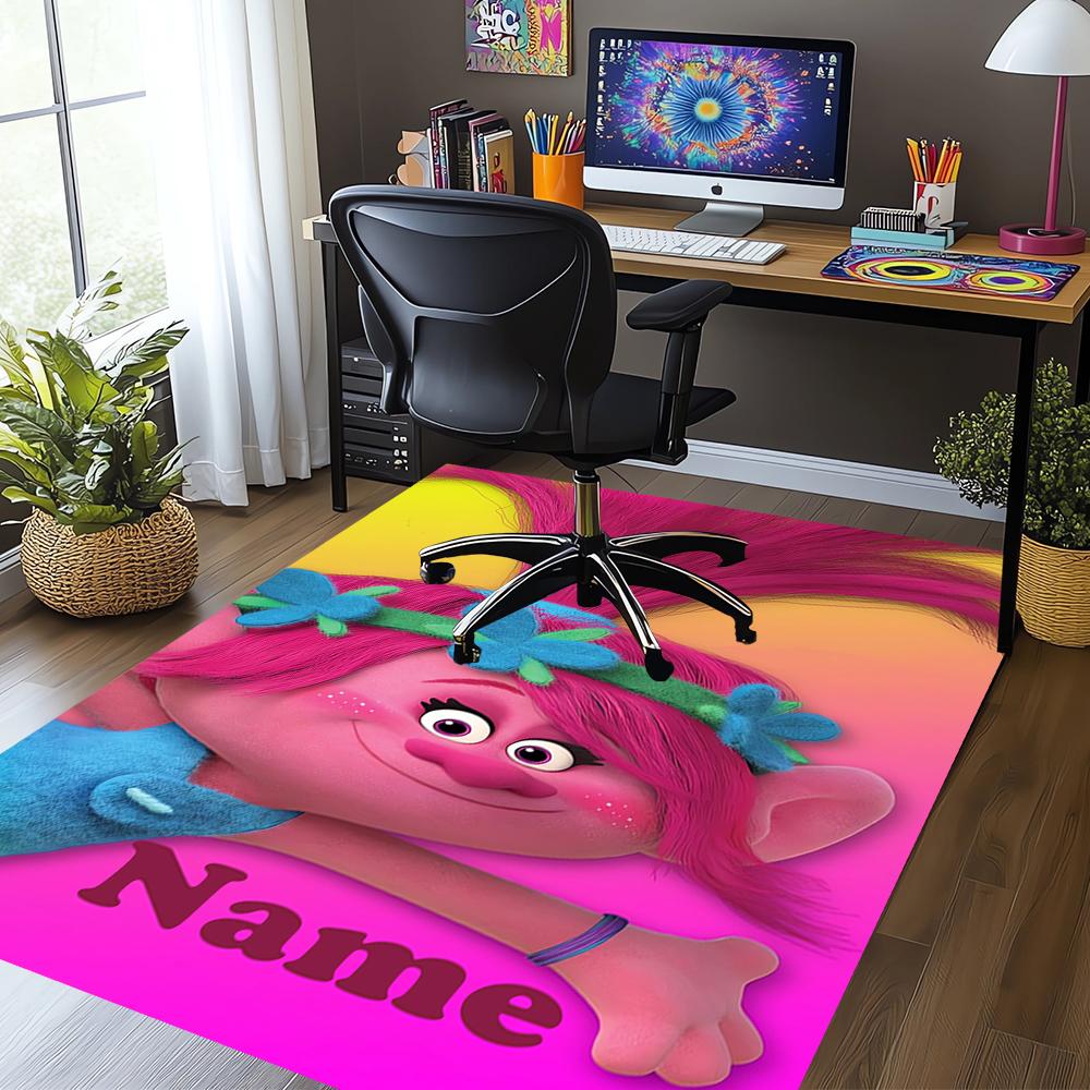 Custom Name Trolls Printed Carpet,Rug for Office Chair Living Room Bedroom Kitchen Room Decor Gifts.