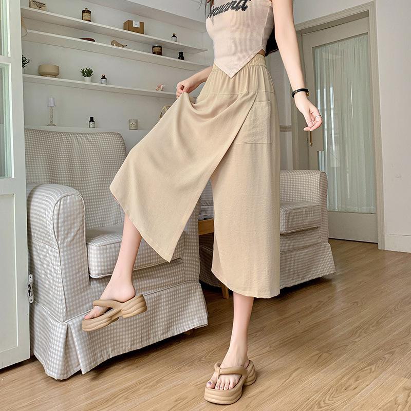 

Женские летние свободные брюки-юбка с высокой талией и широкими штанинами больших размеров — грузоподъемность 200 фунтов, облегающий крой, повседневный, универсальный, легкий. Skirt, 4XL абрикосовый