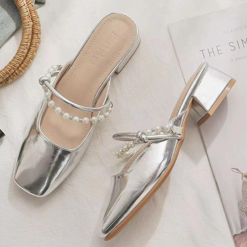 Baotou sandals girl 2025 new summer fairy style with skirt fashionable and versatile daily commute premium half slippers