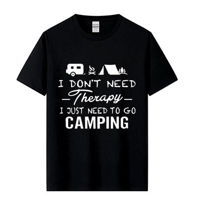 Camping Therapy T-Shirt Cotton Camper Tent Caravan Campsite Tops Short Sleeve T Shirt Camisetas
