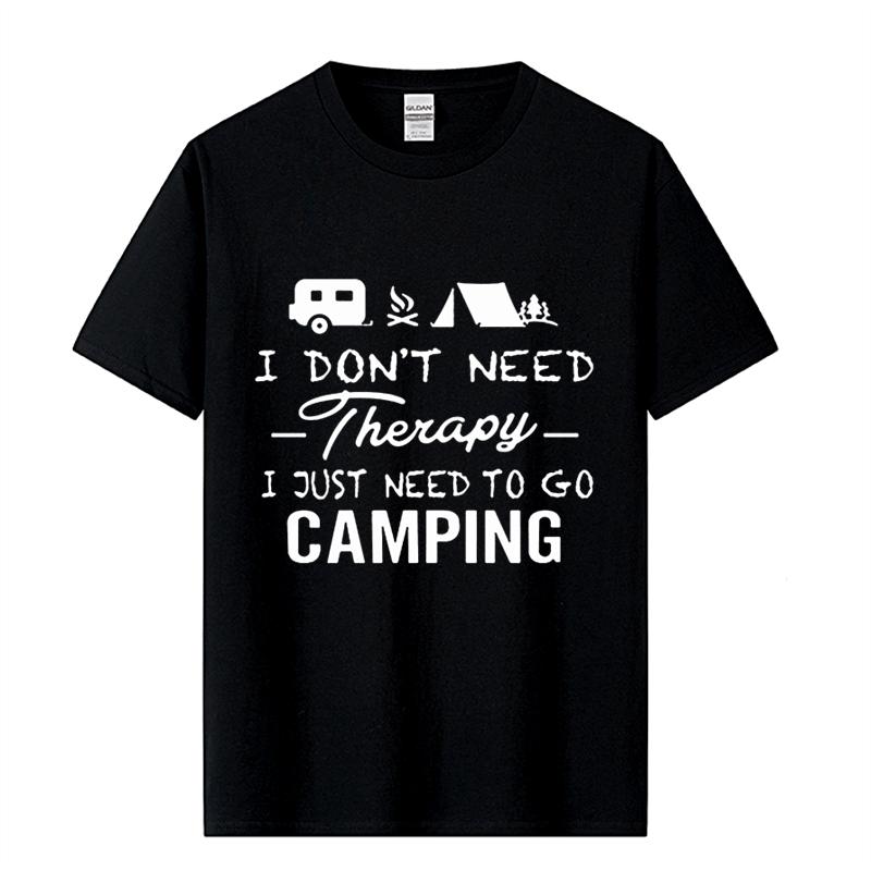 Camping Therapy T-Shirt Cotton Camper Tent Caravan Campsite Tops Short Sleeve T shirt Camisetas