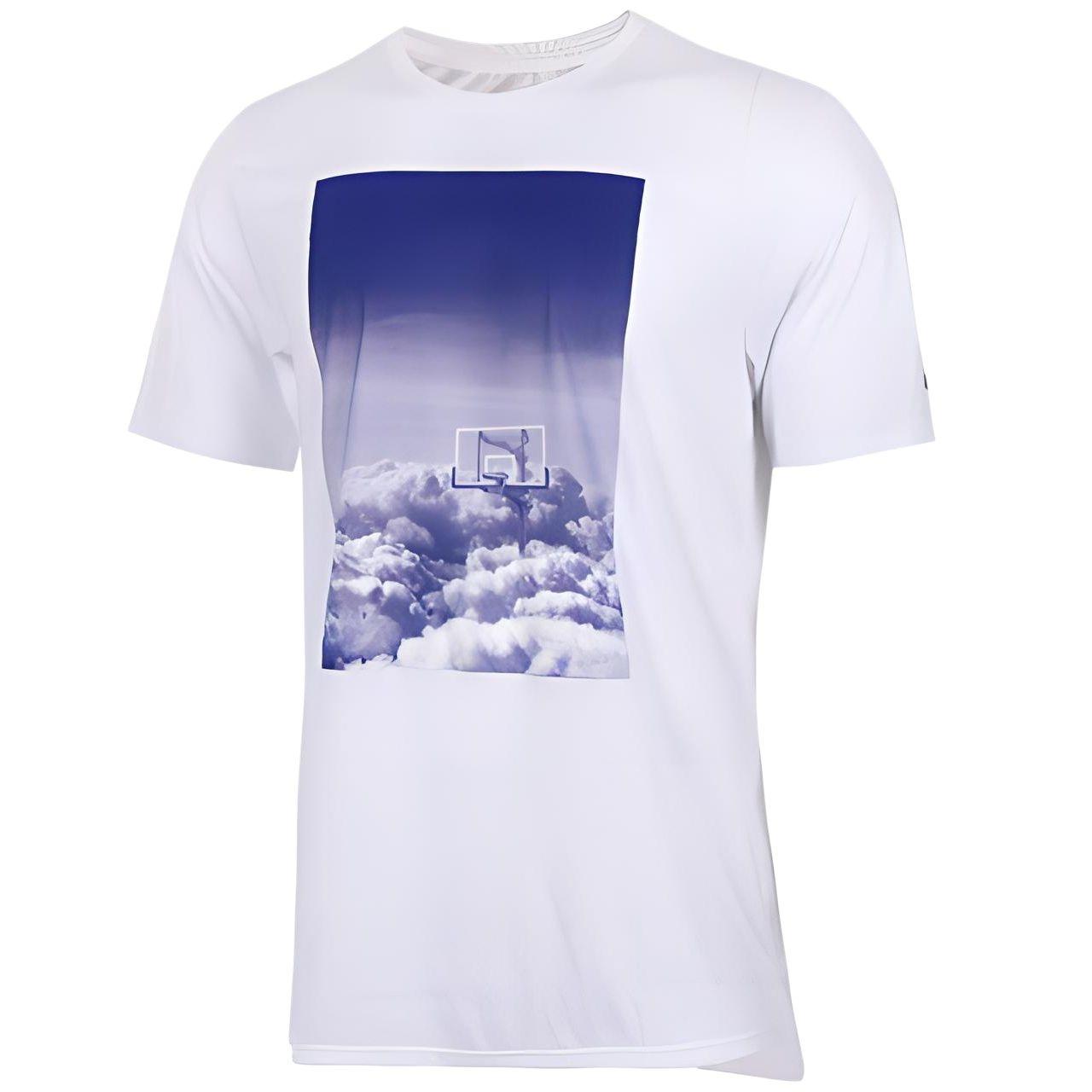 Men s Nike Dri-Fit Landscape Pattern Printing Round Neck Short Sleeve White T-Shirt 844505-101 XL