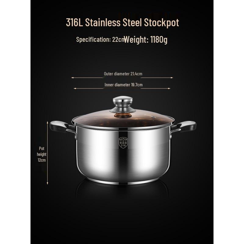 2025 Three-Layer 316 Stainless Steel Steamer & Soup Pot for Induction & Gas Stoves