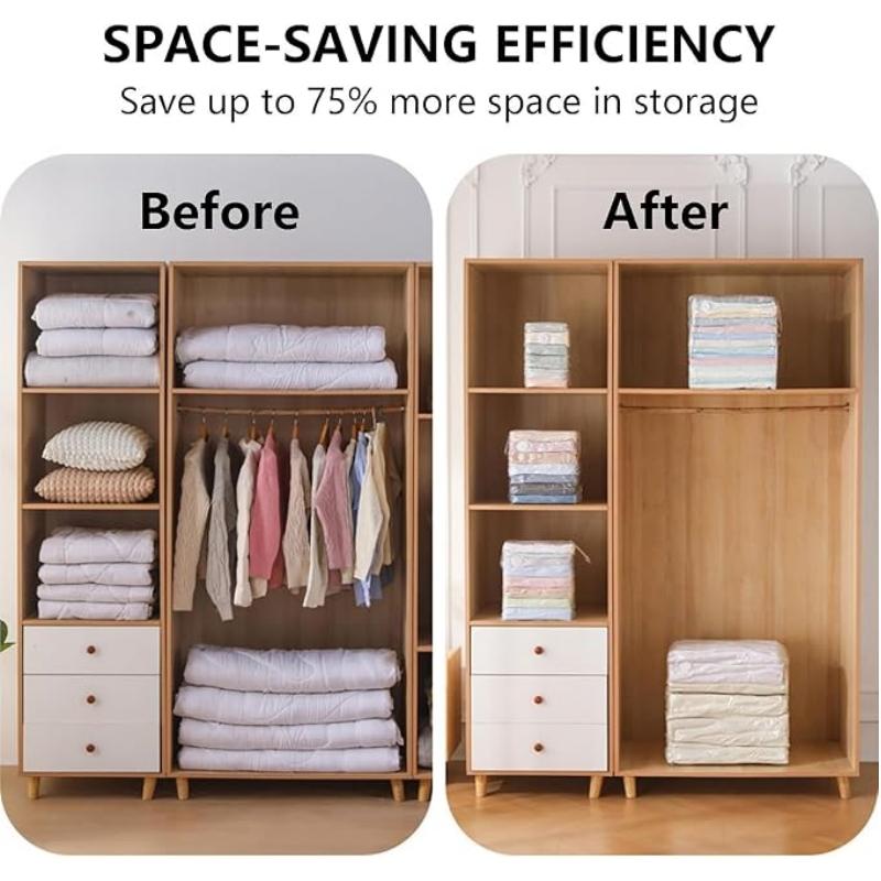 No Pump Vacuum Storage Bags Large Capacity Space Saver Airtight Reusable for Clothes Quilts Blankets Beds 2026 Closet Organizer