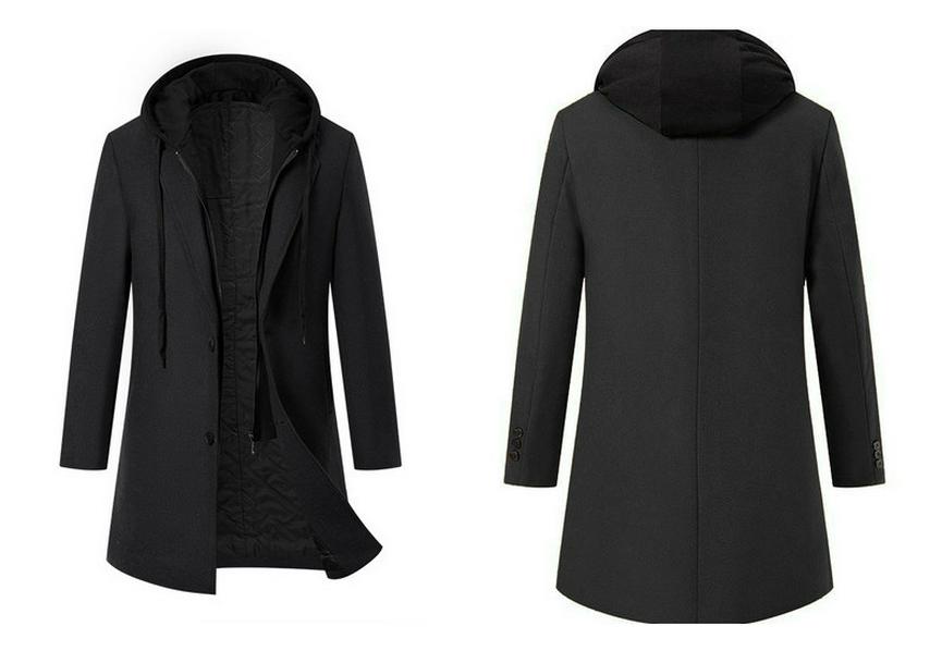 2024 Herbst/Winter Verdickter Kapuzen-Zweiteiler Mittellanger Wollmantel Gefütterte Jacke