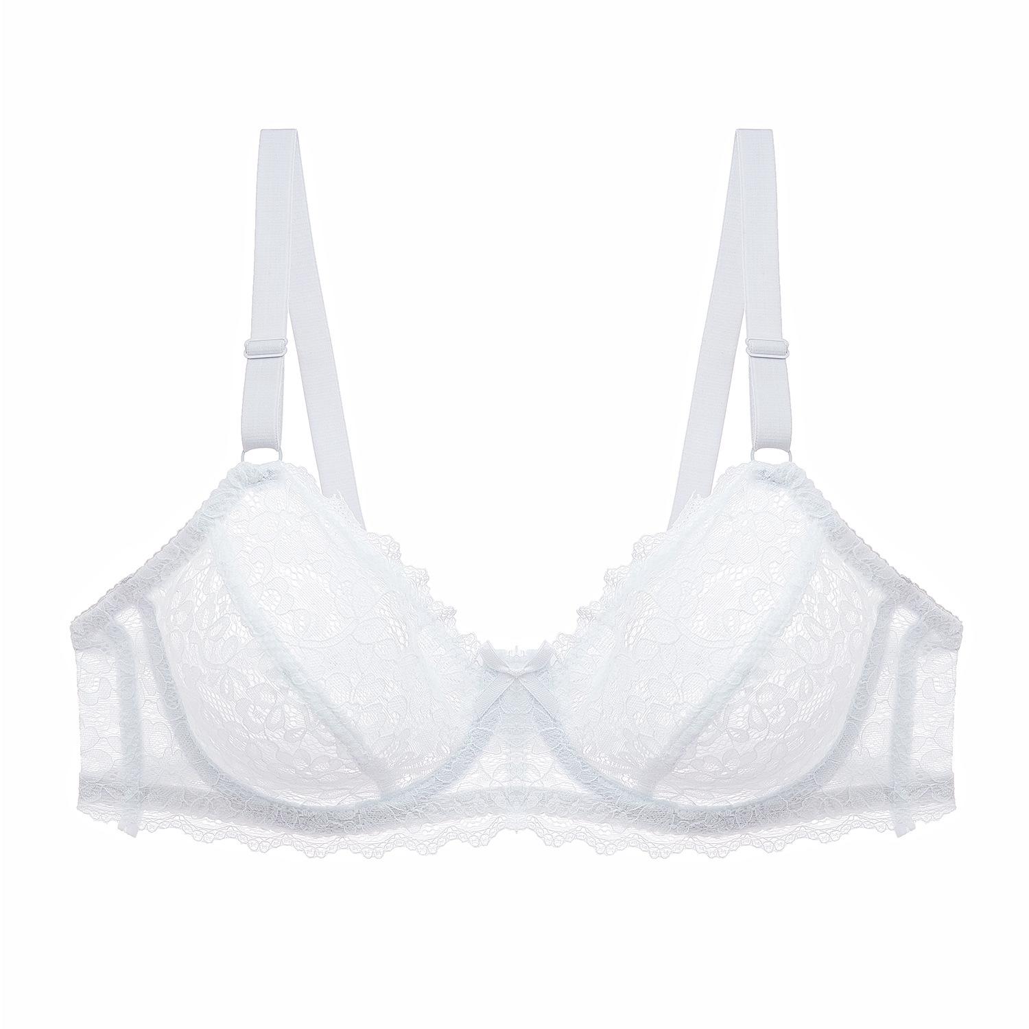 

Ультратонкий бюстгальтер для жіночої нижньої білизни великих розмірів, суцільний прозорий жіночий мереживний бюстгальтер 40B білий