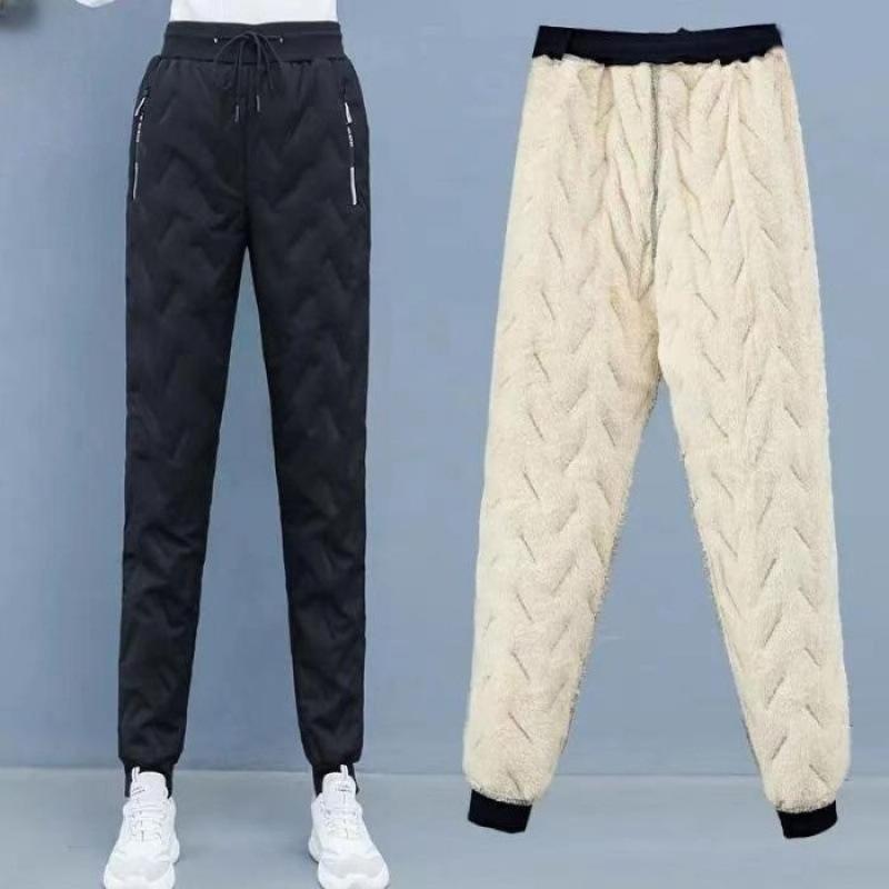 2024 Damen Große Baumwoll-Winterhose: Plus Samt, Verdickt, Winddicht, Warmes Lammfell.