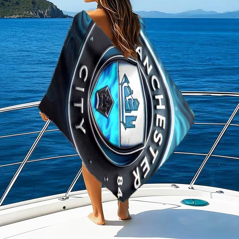 Serviette de Plage Imprimée City Football Club, Microfibre Super Douce, Cadeau Parfait Anniversaire, pour Piscine, Plage, Voyage, pour la famille et les amis