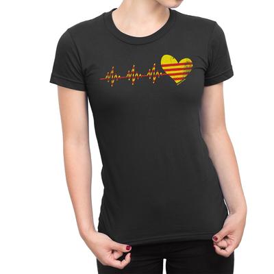 Damen Katalanischer Herzschlag T-Shirt Katalonien Damen Patriotisch