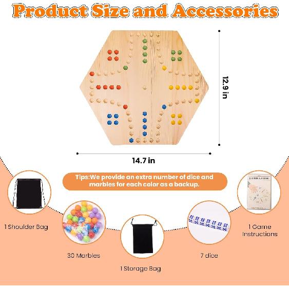 Marble Board Game,Aggravation Board Game,Set:1 Board+30 Marbles+7 Dice+1 Storage Bag+1 Shoulder Bag,6 Colors,Fast Track Wahoo Board Game,2 In 1 Board