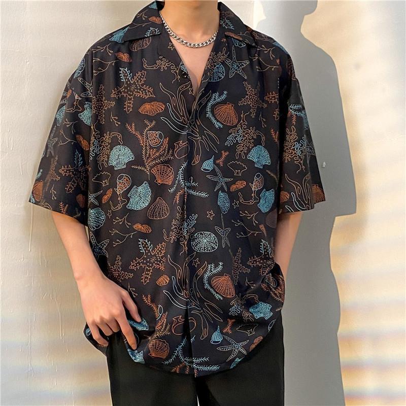 2026 Large Retro Cuban Collar Men's Ice Silk Short Sleeve Shirt