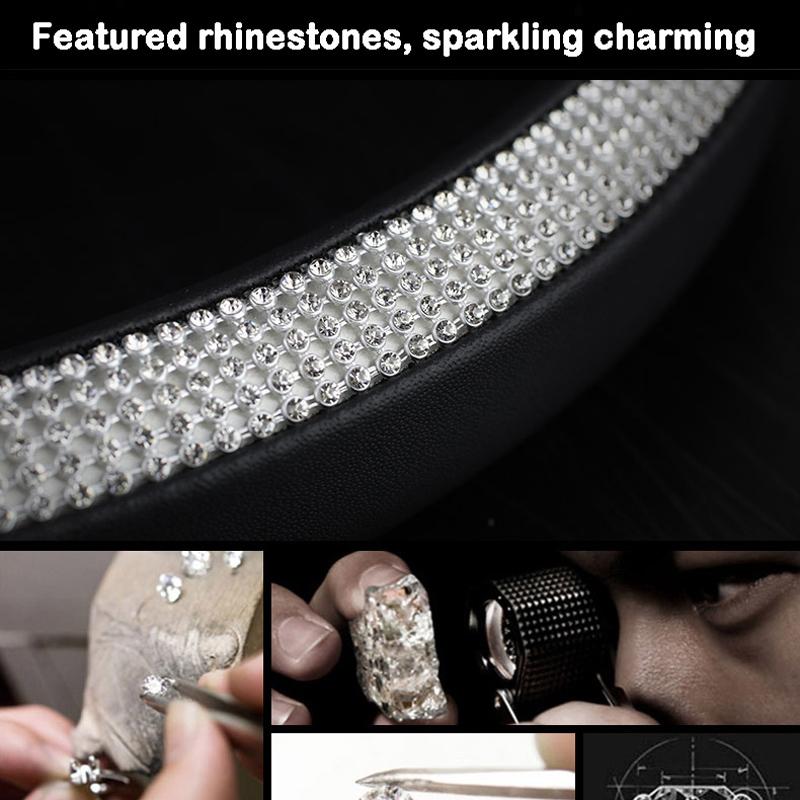 Diamond Crown Car Steering Wheel Cover Leather Crystal Rhinestone Covered Steering-Wheel Covers Women Girls Interior