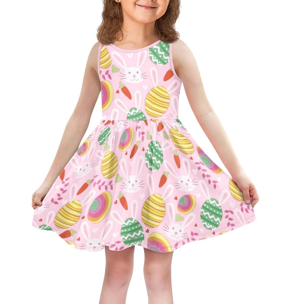 Children's Fashionable Comfortable Casual Sleeveless Easter Print Dress