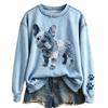 Felpa girocollo da donna con stampa animalier, vestibilità larga, pullover casual