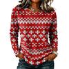 Women's Stylish Casual Christmas Print Long Sleeve Neck Top for Winter Holiday