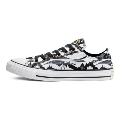 Frozen 2 x Chuck Taylor All Star Disney Co-Branded Frozen Conforto Tendência Cano Baixo Lona Unissex Preto e Branco Grafiti