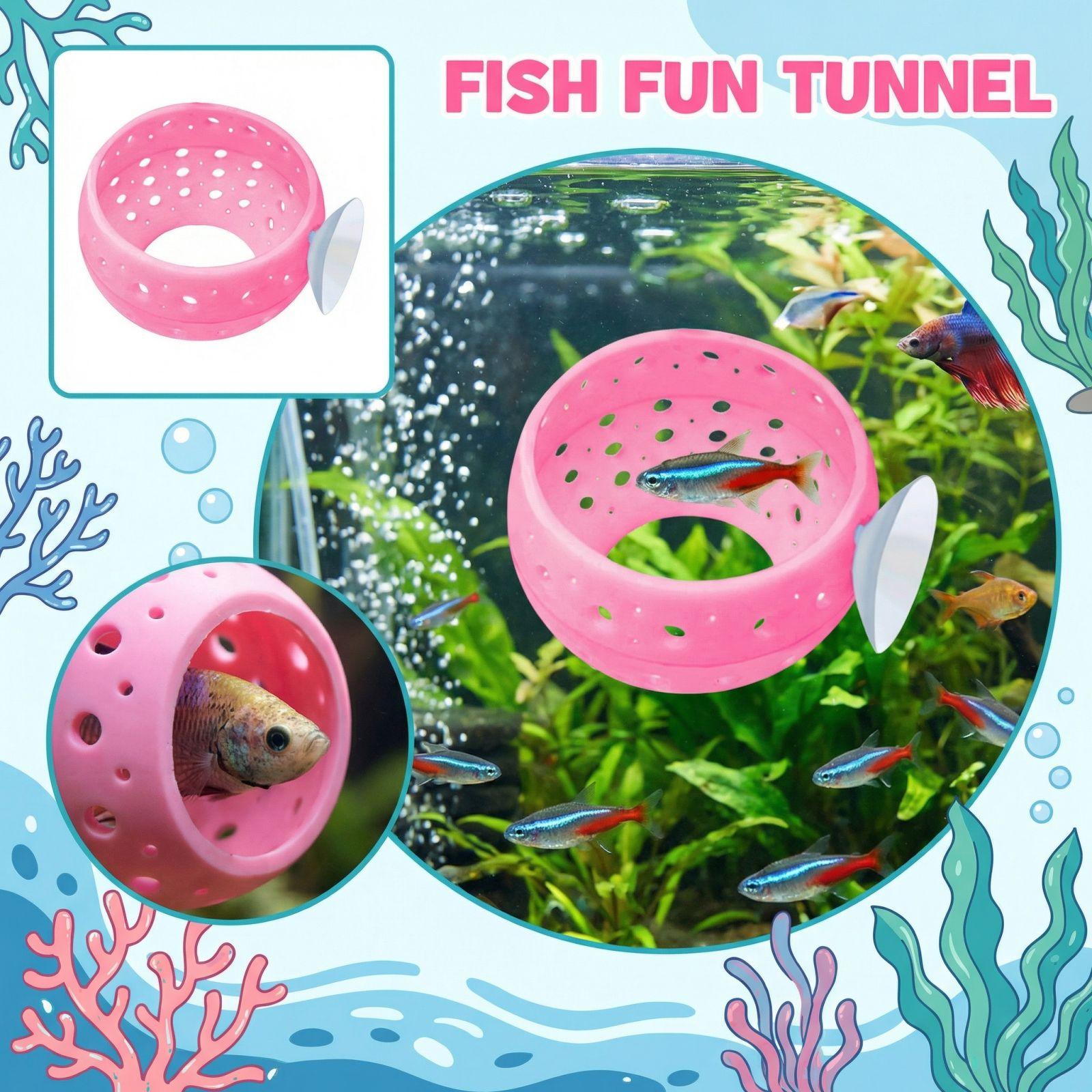 

Aquarium Fish Tank With Suction Cup Tunnel Fish Toy One Size рожевий