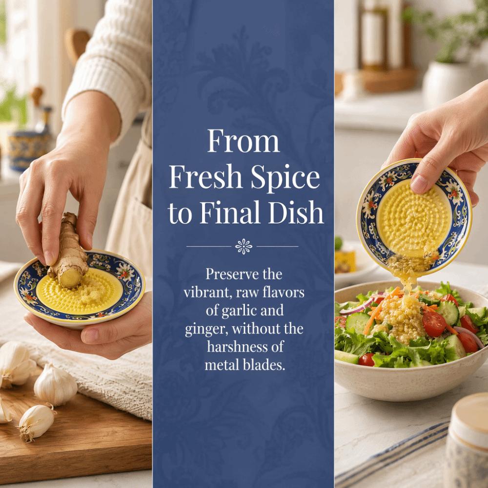 Textured Raised Ceramic Garlic Grater Manual Fruit Vegetable Puree Grinder Fruit Puree