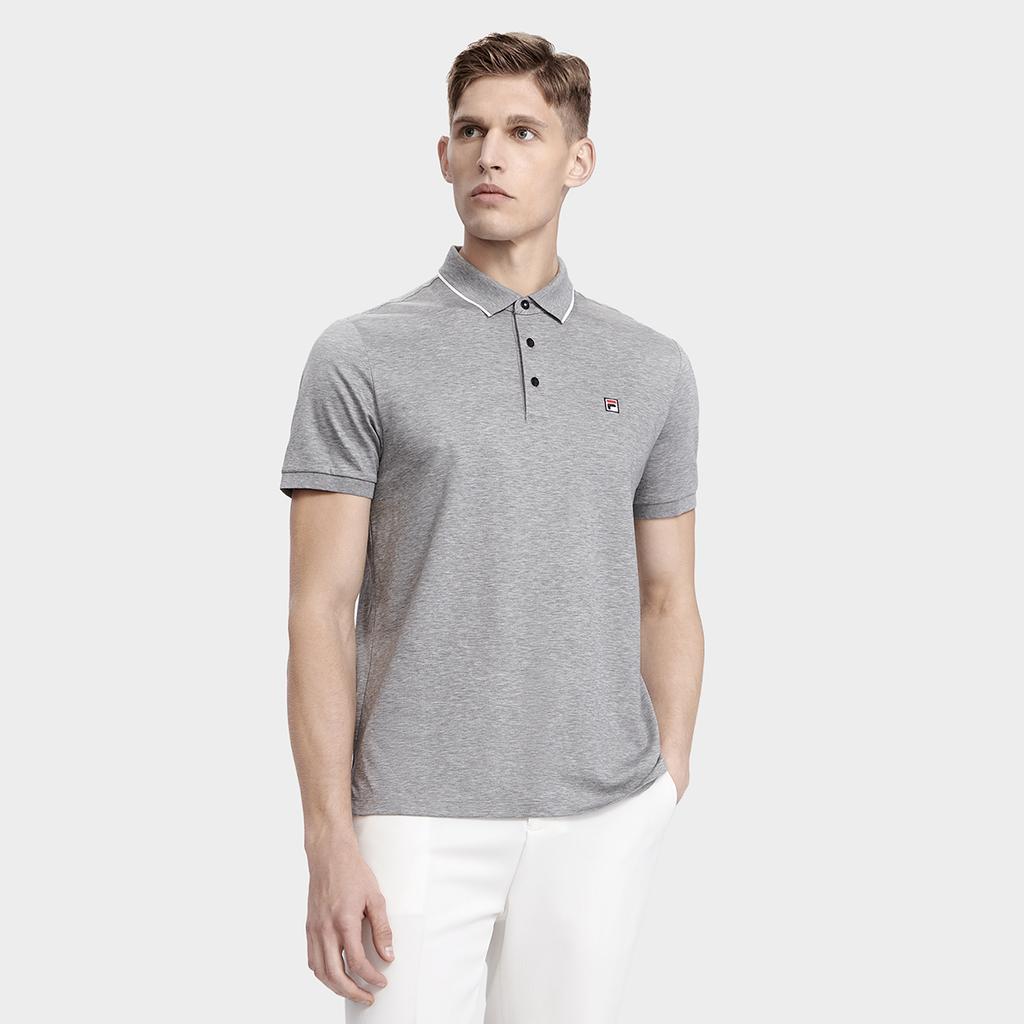 FILA 2023 Summer New Business Short Sleeve Polo Shirt Men tops Light-Black Gray F11M321106FMG