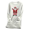 Ladies' Loose And Comfortable Round Neck Christmas Print Thick With Pockets Long Sleeved Top